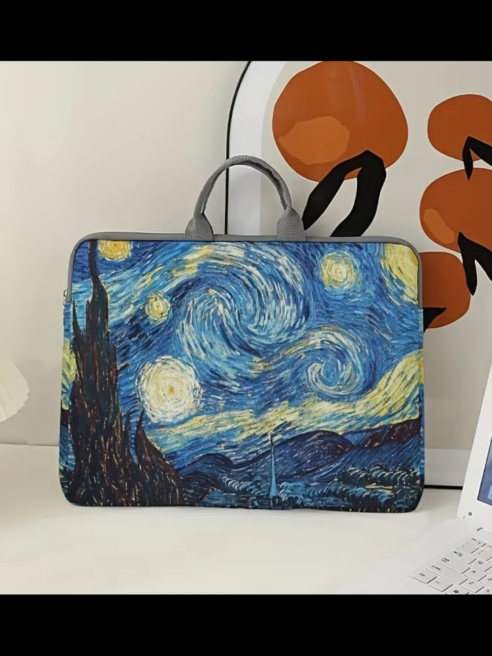 Starry Night Laptop Sleeve - Swirling Blue Print